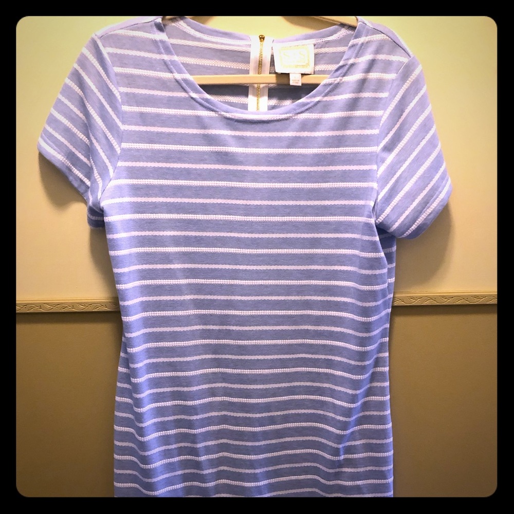 Sail To Sable Blue & White striped dress